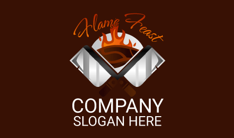 Logotipo De Barbacoa De Cuchilla De Carnicero