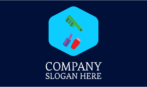 Logotipo De Salón De Belleza Con Hexágono Azul