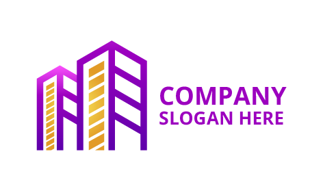 Logotipo de constructores con contorno morado