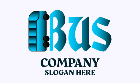 Blaues Typografie-Bus-Logo