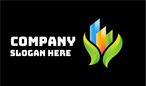 Logo D'entreprise De Bâtiments En Feuilles