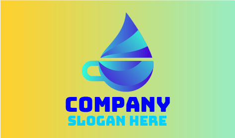 Logotipo do Café Com Gota De água Azul