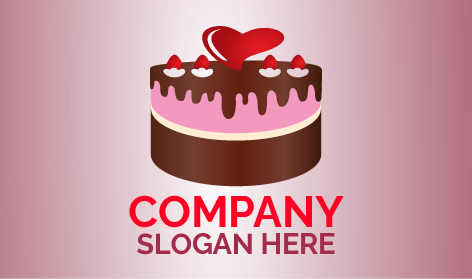 Pink Heart Cherries Cake Logo
