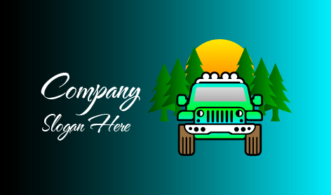 Neon Renkli Araba Seyahat Logosu