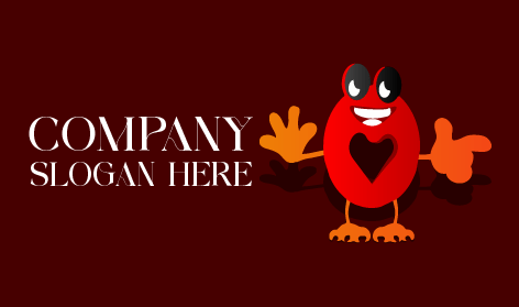 Logótipo De Desenho Animado De Coração Sorridente