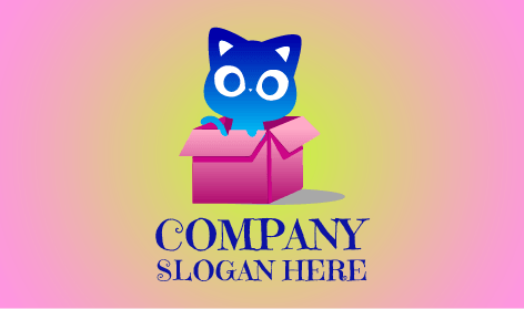 Logotipo Adorable De Gato En Forma De Caja