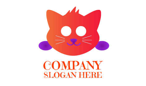 Logotipo De Gato Con Ojos En Blanco