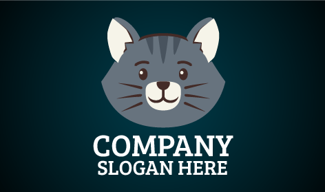 Logotipo De Gato De Pelo Suave Gris