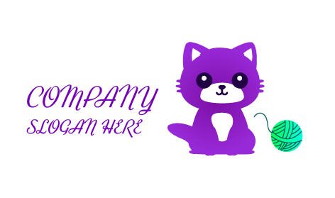 Logotipo De Gato Con Bola De Punto Verde