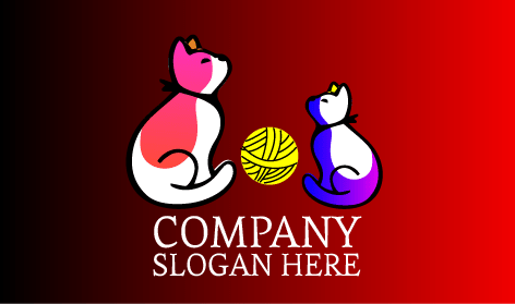 Logotipo De Gato Con Bola De Lana