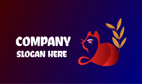 Logotipo De Gato Con Cola De Hojas