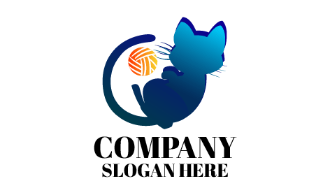 Logotipo Juguetón Del Gato Azul