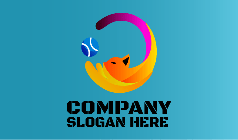 Logotipo De Gato Jugando A La Pelota