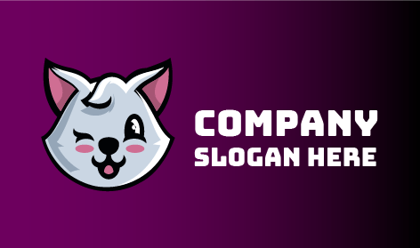 Logotipo De Gato Blanco Guiñando El Ojo