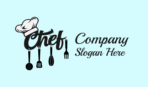 Logo Du Chef Avec Mot-symbole Bleu