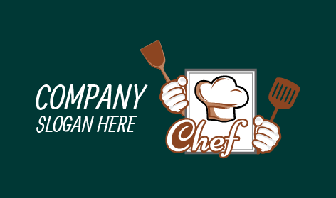 Logo Du Chef Avec Mot-symbole Bleu Sarcelle