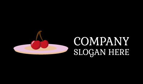 Logo Ceri Pada Piring Berwarna Merah Muda Pastel