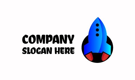 Blaues Raumschiff-Raketenkreis-Logo