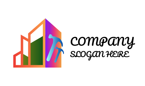 Mavi çekiç Inşaat Logosu