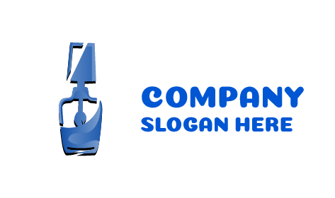Logo De Cosmétiques De Couleur D'ongle Bleu Acier
