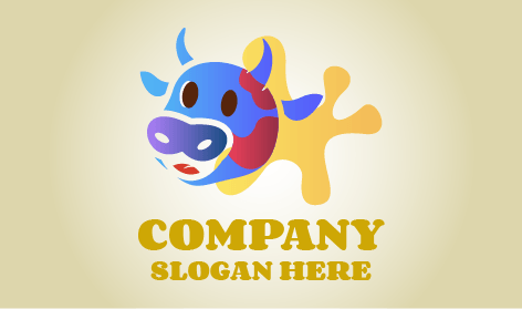 Logo Laitier De Vache Bleue Ludique