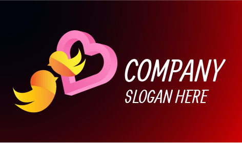 Logotipo De Namoro De Coração De Pássaros Gêmeos
