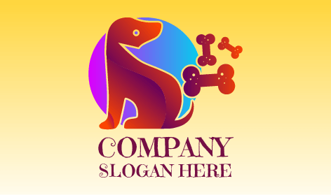 Logotipo De Perro Con Hueso De Carne Roja