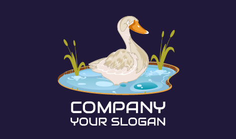 Logo Bebek Di Kolam Rumput Hijau