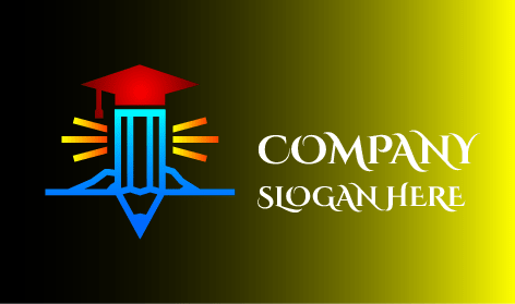 Logotipo De Educación Con Lápiz De Línea Azul