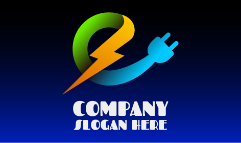 Logotipo De Electricista Con Enchufe Azul