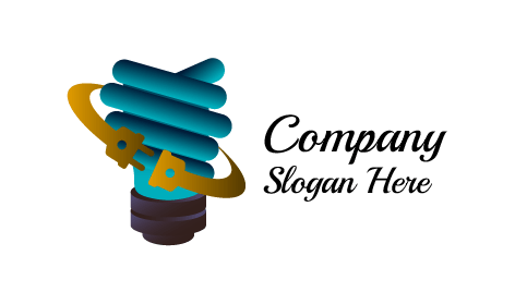 Logótipo De Eletricista Em Formato De Lâmpada Espiral