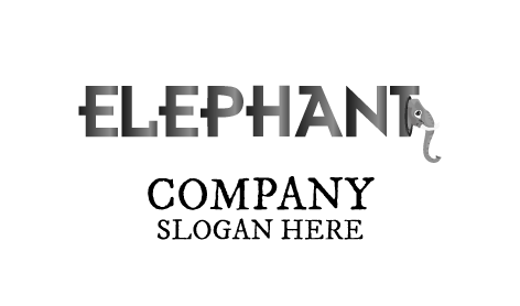 Silbernes Typografie-Elefant-Logo
