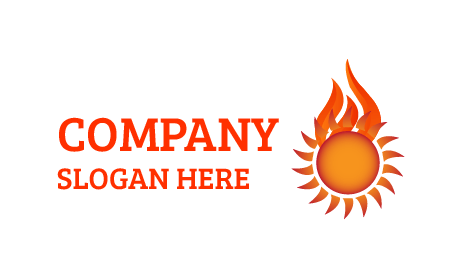 Logo Mit Blumiger Flamme Und Feuer