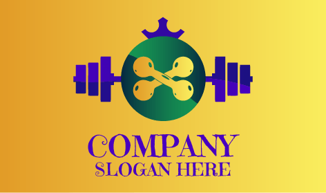 Logotipo De Fitness Con Barra Y Corona Azul