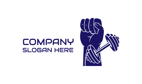 Logotipo De Fitness Con Mancuernas Azules