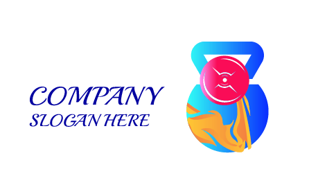 Logotipo De Fitness Con Pesas Rusas En Llamas