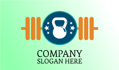 Logotipo De Fitness Con Pesas Rusas Blancas