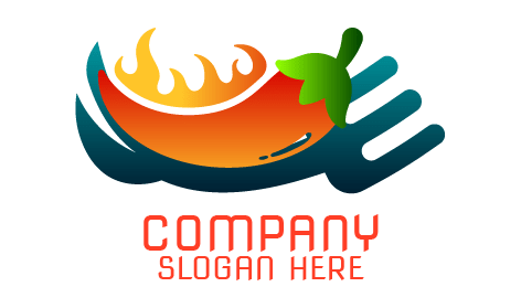 Logotipo De Comida Jalapeño Flamejante