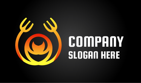 Logotipo De Comida De Garfo De Torrada De Laranja