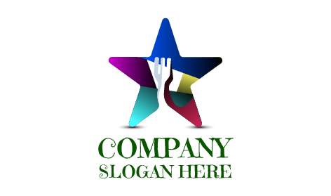 Logotipo De Comida De Tenedor De Estrella Premium