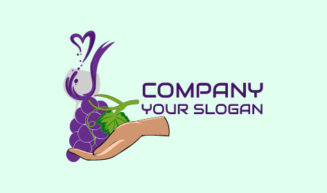 Logotipo De Uvas Con Corazón De Jugo