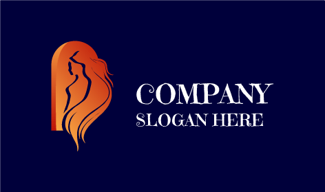 Logo Penata Rambut Panjang Oranye
