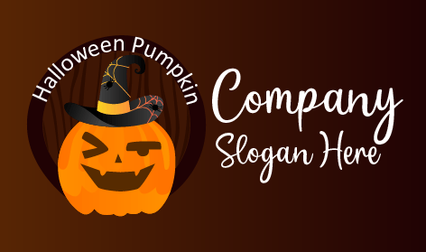 Halloween-logo Mit Schwarzem Kürbishut