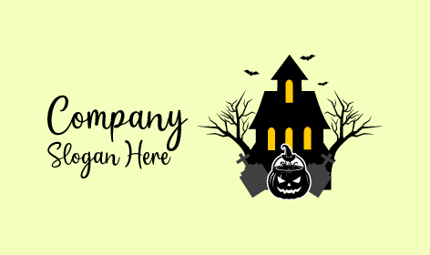 Schwarzes Geisterhaus-halloween-logo