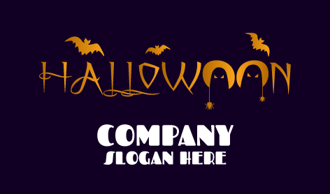 Logo Halloween Chauve-souris Orange Volante