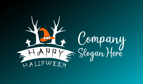 Einfaches Orangefarbenes Halloween-logo Mit Hut