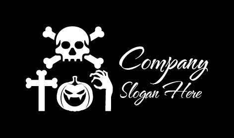 Weißes Totenkopf-halloween-logo