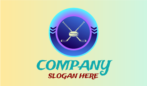 Logo Spanduk Tim Hoki Biru Bulat