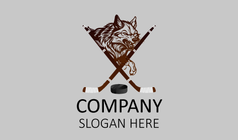Logotipo De Lobo Jugando Hockey