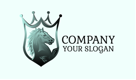 Logotipo Del Caballo Con Insignia Coronada